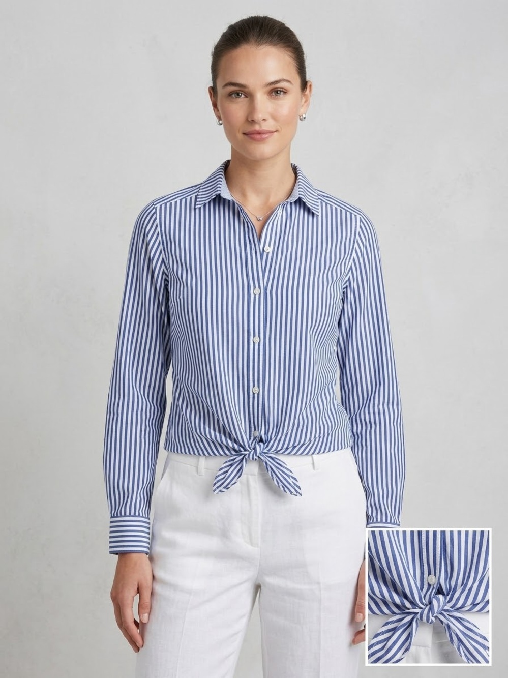Vineyard Vines Stripes Button Top Blouse Cotton Blue White 14
